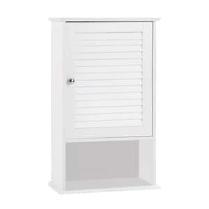16.5 in. W x 6.5 in. D x 27.5 in. H White Bathroom Storage Wall Cabinet Single Door with Adjustable Shelf and Open Shelf