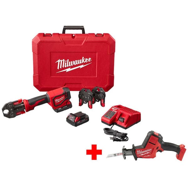 M18 18-Volt Lithium-Ion Cordless Short Throw Press Tool Kit w/ (3) PEX Crimp Jaws, & M18 Fuel Hackzall