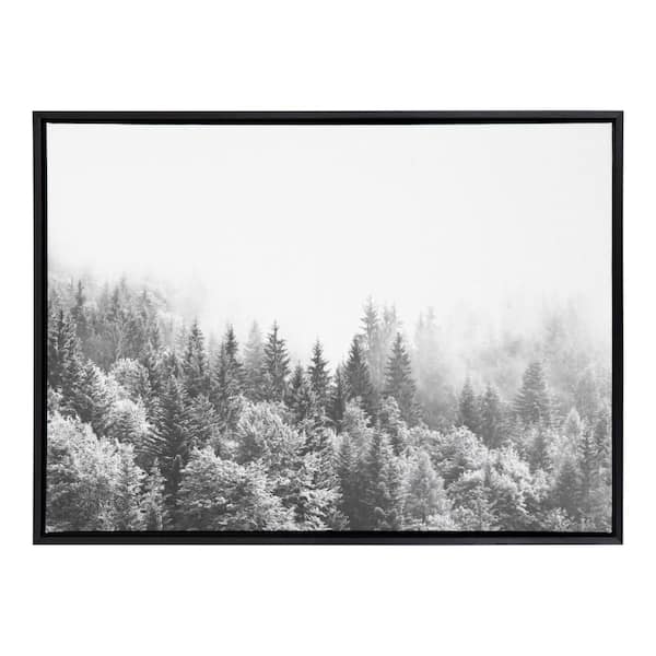 Kate and Laurel Sylvie Forest On A Foggy Day BW by the Creative Bunch Studio Framed Art Print 38 in. x 28 in.