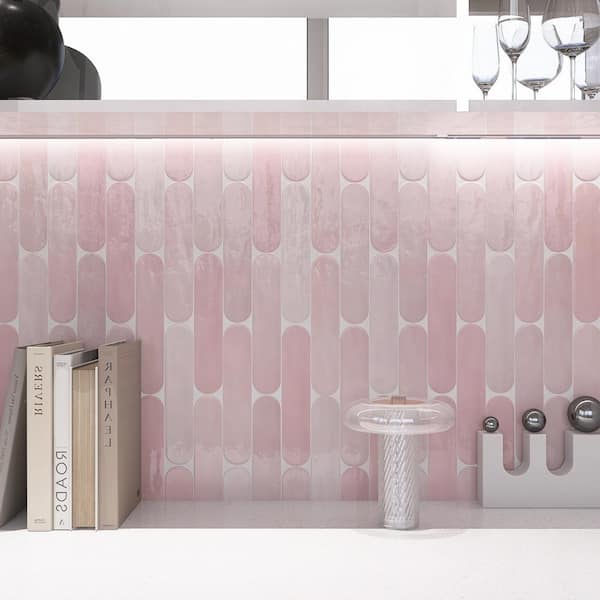 Metropolitan Rosa 1.97 in. x 9.85 in. Polished Ceramic Subway Wall Tile (7.21 sq. ft./Case)