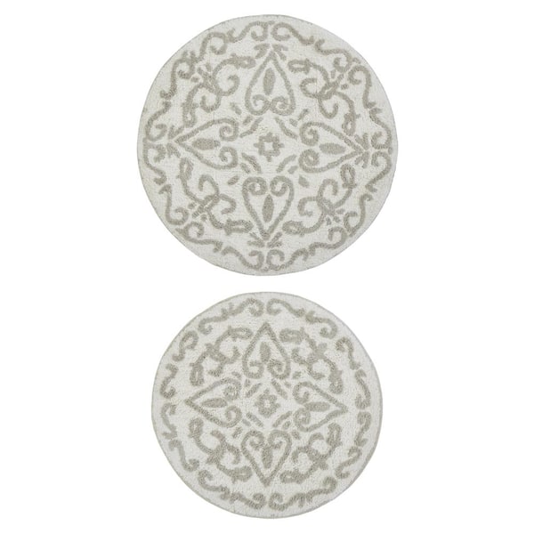 Unbranded Chesapeake Genesis Grey Bath Rug ( 30 in. & 24 in. Round)