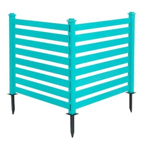 38''W x 46''H Aruba Blue Outdoor No Dig Fence Poly Plastic Picket Fence Panel Decorative Garden Privacy Fence(4-Pack)