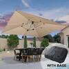 PURPLE LEAF 10 ft. x 13 ft. High-Quality Aluminum Cantilever Outdoor Patio Umbrella with Stand, Beige PPLLRRC1013KKWB
