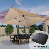 PURPLE LEAF 10 ft. x 13 ft. High-Quality Aluminum Cantilever Outdoor Patio Umbrella with Stand, Beige PPLLRRC1013KKWB