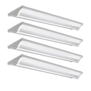 4 ft. 5000 Lumens Direct Indirect Commercial Integrated LED White Wraparound Light with Uplight Feature 4000K (4-Pack)