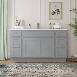 57 in. W x 21 in. D x 32.5 in. H Bath Vanity Cabinet without Top in Gray