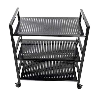 3-Tiers Iron Widen Multi-functional Storage Cart Organizer Shelf in Black