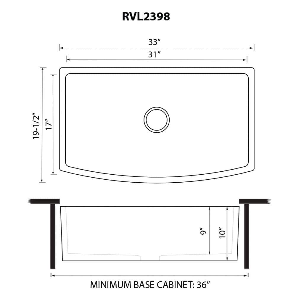 Matte Black Fireclay Farmhouse Kitchen Sink with Curved Apron