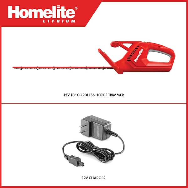 12V Lithium 18 in. Cordless Hedge Trimmer with Internal 2.5 Ah Battery and Charger