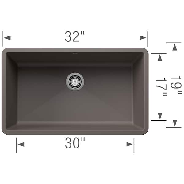 Precis Silgranit 32 in. Undermount Single Bowl Volcano Gray Granite Composite Kitchen Sink