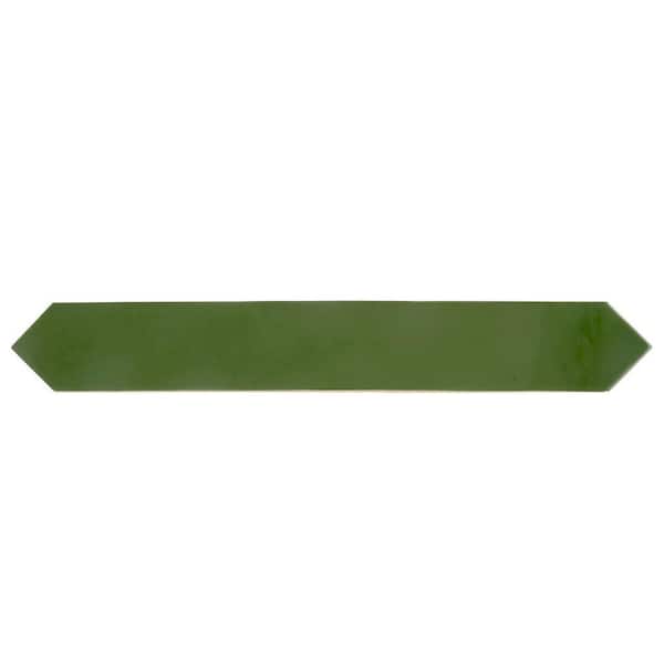 Terralis 3 in. x 19 in. Glossy Deep Forest Green Porcelain Picket Wall and Floor Tile Sample