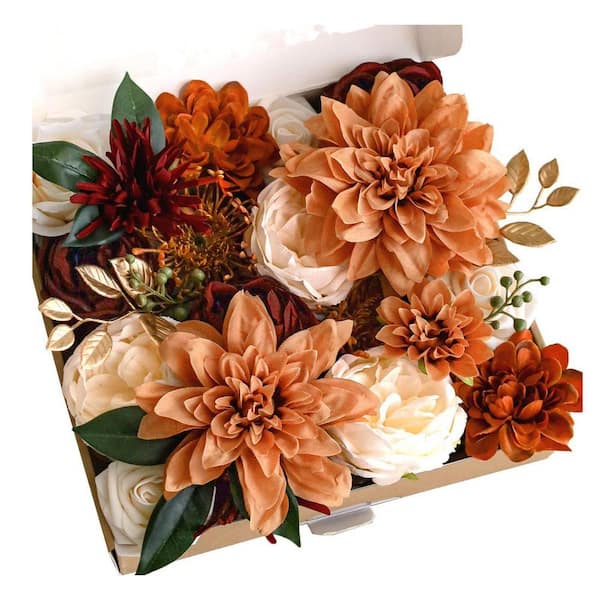 11 in. H Rustic Orange Terracotta Artificial Flowers for DIY