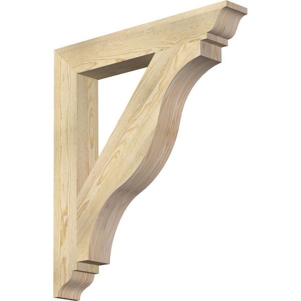 Ekena Millwork 4 in. x 32 in. x 28 in. Douglas Fir Funston Traditional Rough Sawn Bracket