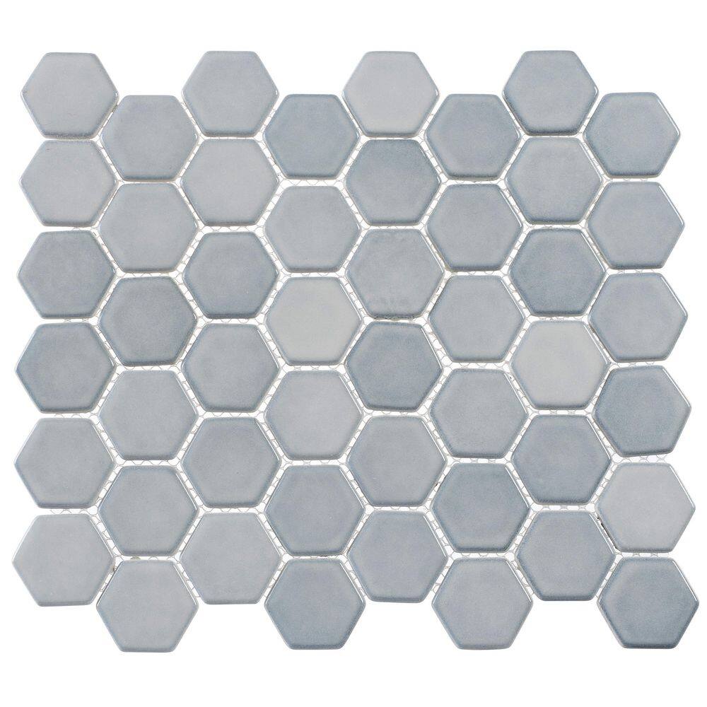 Honoro Hexite Owl Gray Glossy 4.5 in. x 8.25 in. Hexagon Smooth Glass Mosai