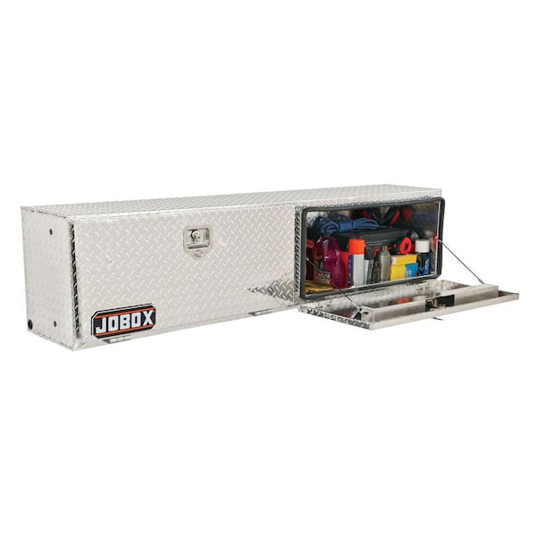 Crescent Jobox 88 in. Diamond Plate Aluminum Top Mount Truck Tool Box with Mounting Kit