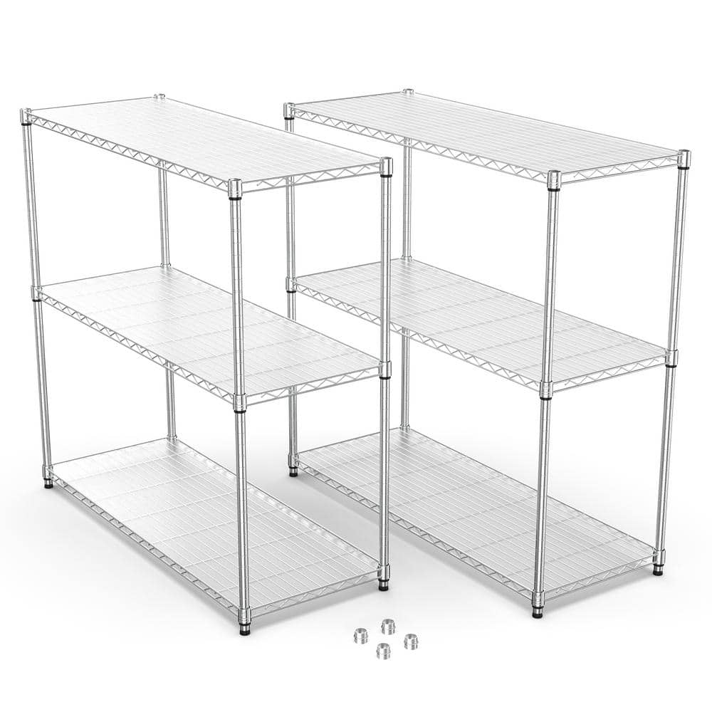 2 Pack 3-Tier Outdoor Garden Garage Iron Storage Shelf Shelves Organizer Wi