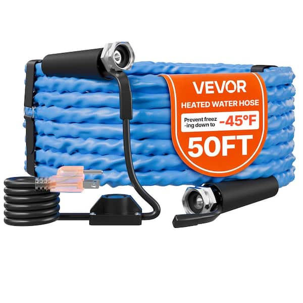 50ft. Heated Water Hose 5/8 in. ID, Corrugated Surface, Built-in Thermostat, Freeze and Leak-Proof, Lead and BPA Free