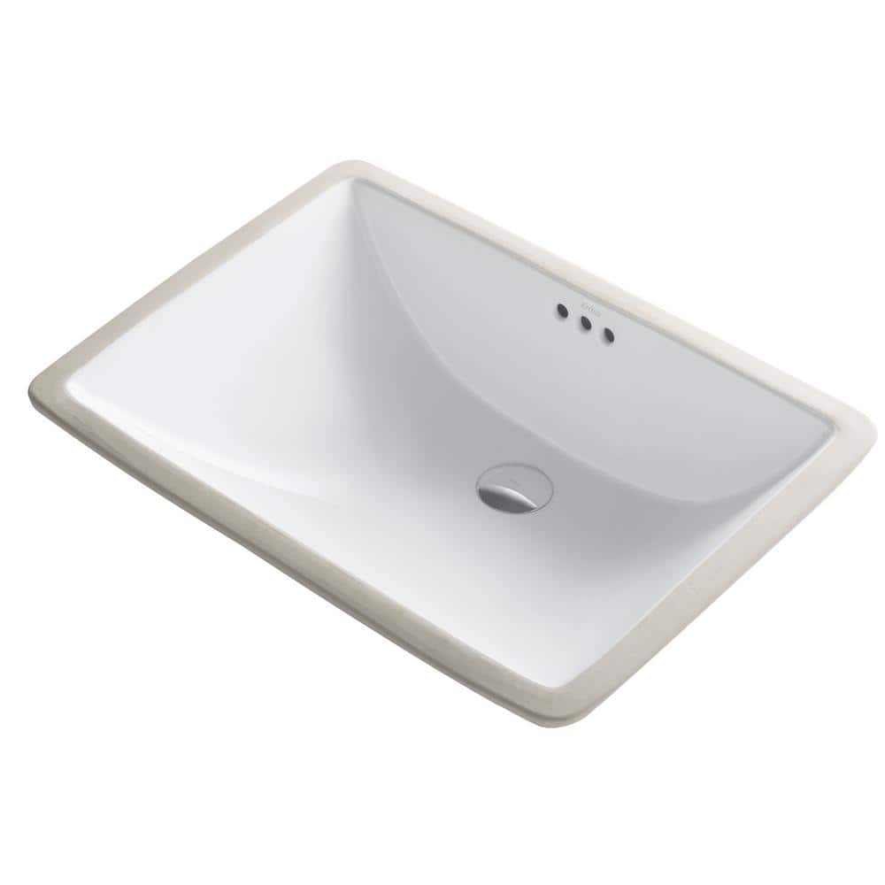 Elavo Modern White Ceramic Rectangular Undermount Bathroom Sink