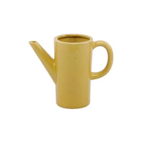 8.75 in. Ceramic Watering Can, Speckle Mustard