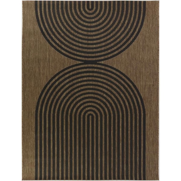 Niccolo Tan 7 ft. 10 in. x 10 ft. Stripe Indoor/Outdoor Area Rug