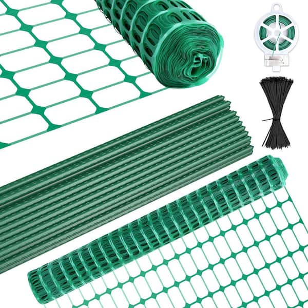 ABORON Garden Fence Snow Fence 40 in. x 100 ft. Plastic Fence Roll with 30-Pack 3.8 ft. Stakes Temporary Safety Netting, Green