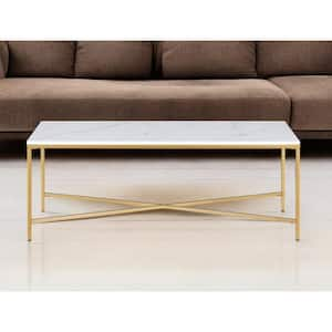 47.63 in. Gold Rectangle Wood Coffee Table