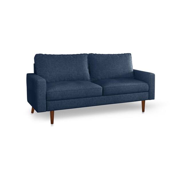 SAINT BIRCH Poland 70 in. Square Arms Polyester Contemporary Rectangle Sofa in Dark Blue