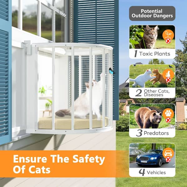 Stylish Arched Cat Window Catio with Transparent Plexiglass for Napping and Sunbathing