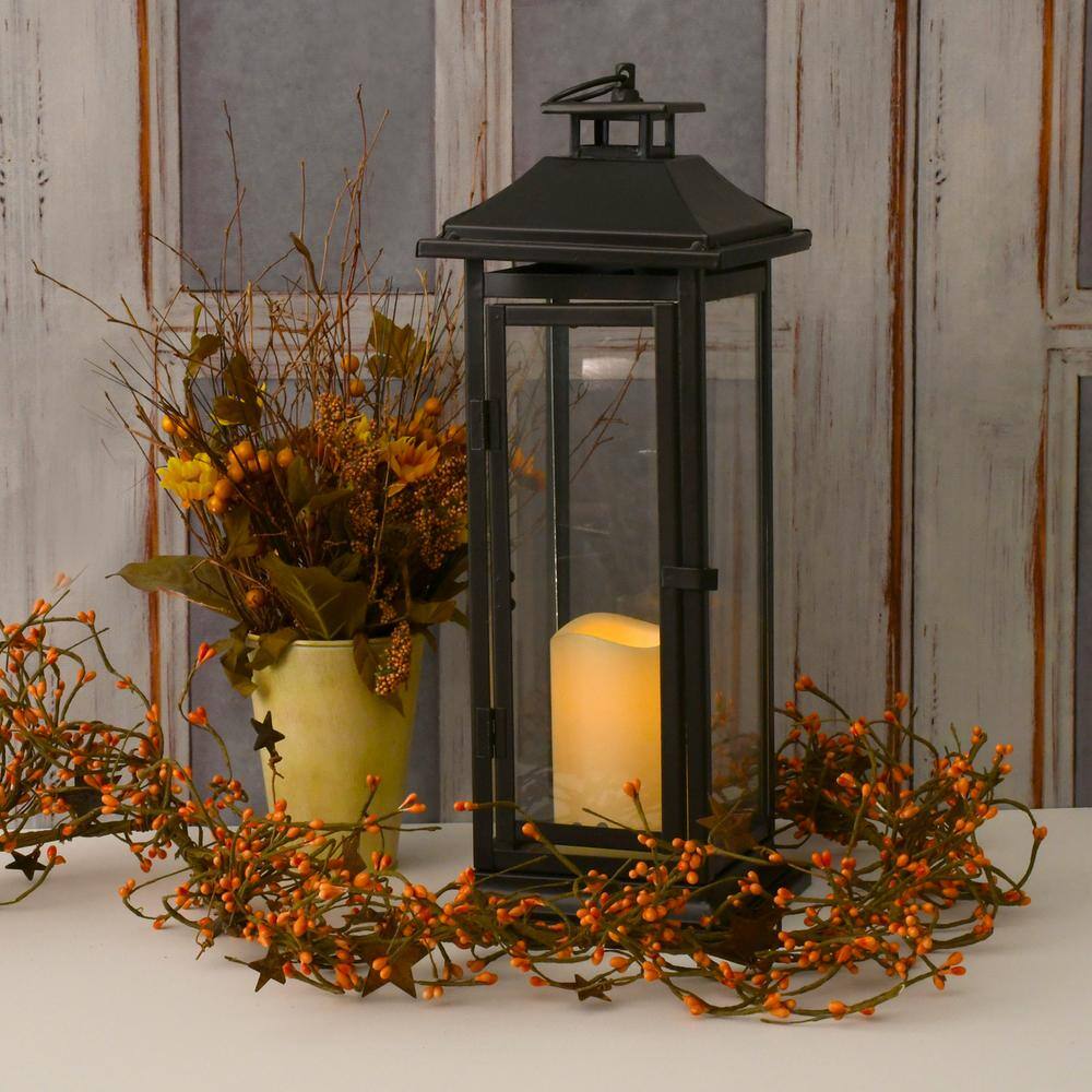 Amber Glow Flameless LED Pillar Lantern in Coastal Style