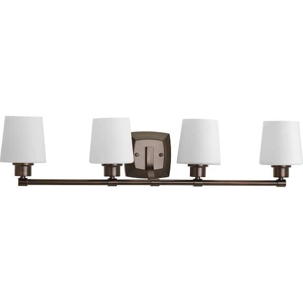 Progress Lighting Glance Collection 4-Light Antique Bronze Bathroom Vanity Light with Glass Shades