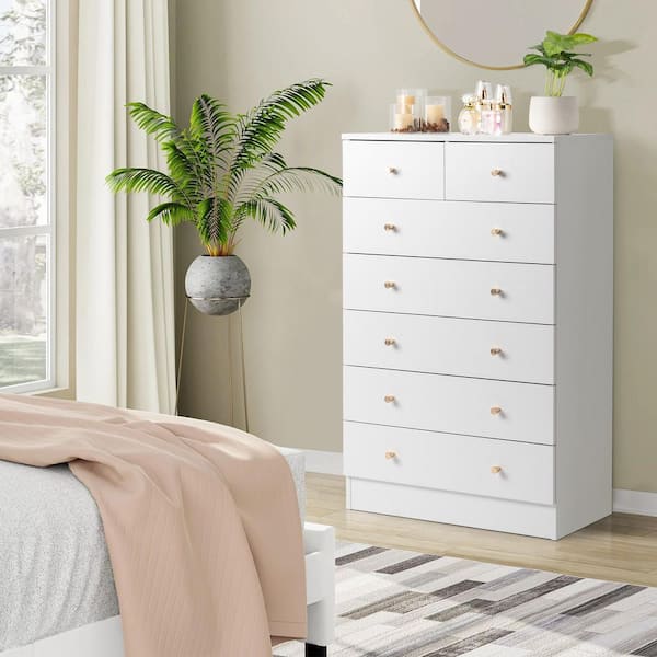 Karl home White 7-Drawer 25. 98 in. Wide Chest of Drawers