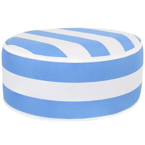 12 in. Outdoor Inflatable Ottoman Cushion All-Weather Design in Beach Bound Stripe