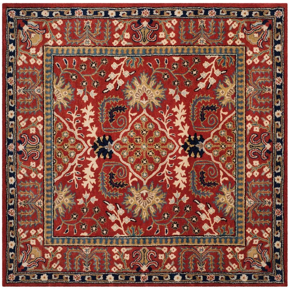 Antiquity Red/Multi 6' Square Hand-Tufted Wool Area Rug