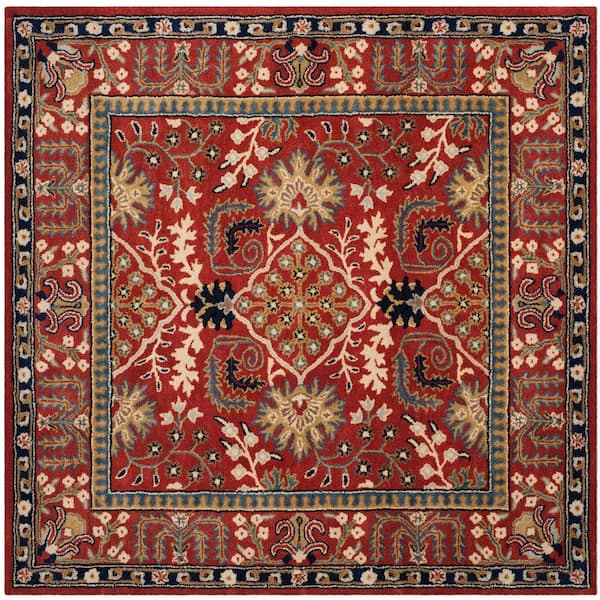 Antiquity 8 ft. x 8 ft. Square Red/Multi Traditional Medallion Area Rug