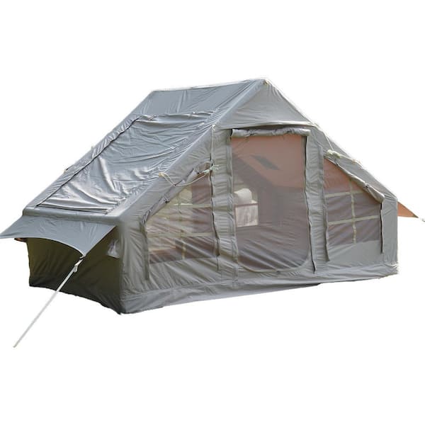 Portable 4 Season Inflatable Camping Tent with Pump Glamping Tent for 4-6 Person Easy Setup and Waterproof Beige