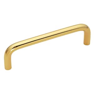 Wire Pulls Collection Pull 3-3/4 in. (96mm) Center to Center Polished Brass Finish Modern Brass Bar Pull (1 Pack )