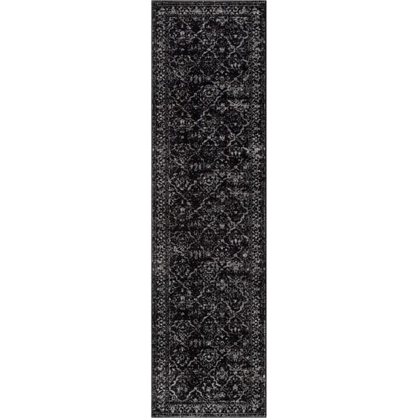 Zazzle Argos Vintage Black 2 ft. 3 in. x 7 ft. 3 in. Trellis Border Runner Rug
