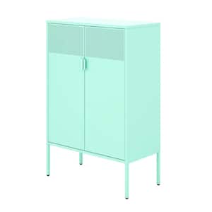 31.50 in. W 3-Shelf Mint Green Kitchen Organizers Cabinet with 2 Doors and Adjustable Shelves
