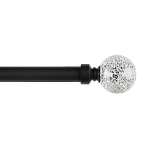 White Mosaic 66 in. - 120 in. Adjustable 1 in. Single Curtain Rod Kit in Matte Black with Finial
