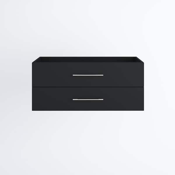 Napa 48 in. W x 18 in. D x 21 in. H Single Sink Bath Vanity Cabinet without Top in Matte Black, Wall Mounted