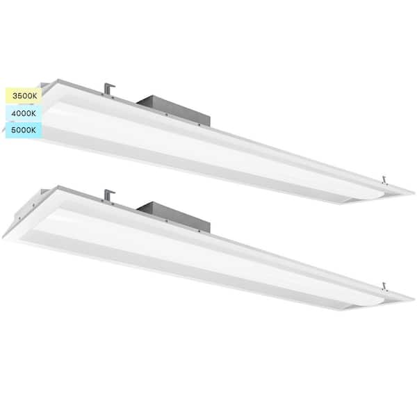 LUXRITE 1 ft. x 4 ft. Center Basket LED Troffer Panel Light 2000/2500/3750 Lumens 3500K/4000K/5000K Dimmable Damp Rated (2-Pack)