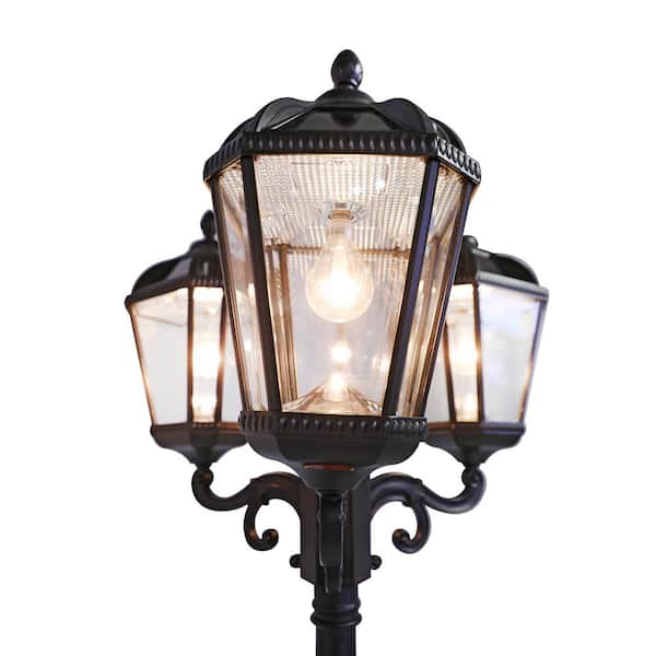 GAMA SONIC Royal Bulb Series 3-Light Black Aluminum Solar Outdoor