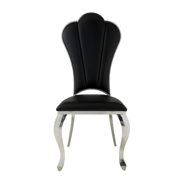 Unbranded Black Faux Leather Side Chair (Set of 2)