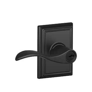 Accent Matte Black Keyed Entry Door Handle with Addison Trim