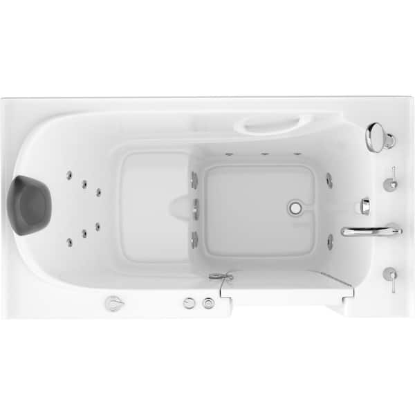 Safe Premier Series 32 in. L x 60 in. W Whirlpool Jetted Bathtub with Right Drain in White with Fast Filling Faucet Set