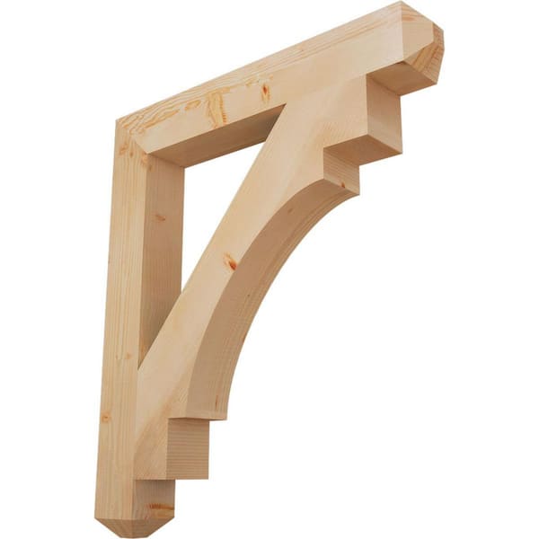Ekena Millwork 5.5 in. x 48 in. x 42 in. Douglas Fir Merced Craftsman Smooth Bracket