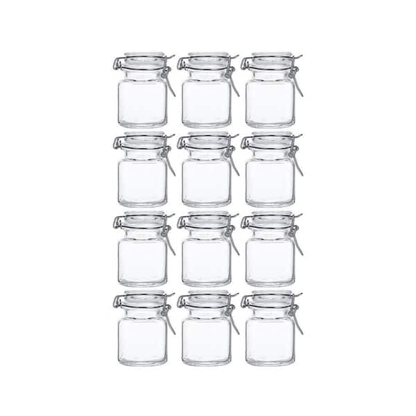 12-Piece 4 oz. Glass Spice Jars with Airtight Hinged Lid, Small Airtight Glass Jars for Spices, Art Craft Storage