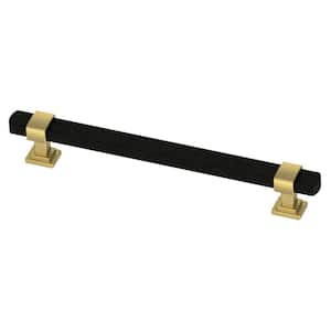 Wrapped Square Dual Finish 6-5/16 in. (160 mm) Modern Matte Black and Modern Gold Cabinet Drawer Bar Pull