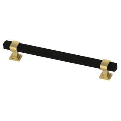 Wrapped Square 6-5/16 in. (160mm) Center-to-Center Brushed Brass and Matte Black Drawer Pull
