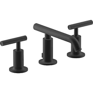 Purist 8 in. Widespread 2-Handle Low Arc Bathroom Faucet with Low Lever Handles in Matte Black